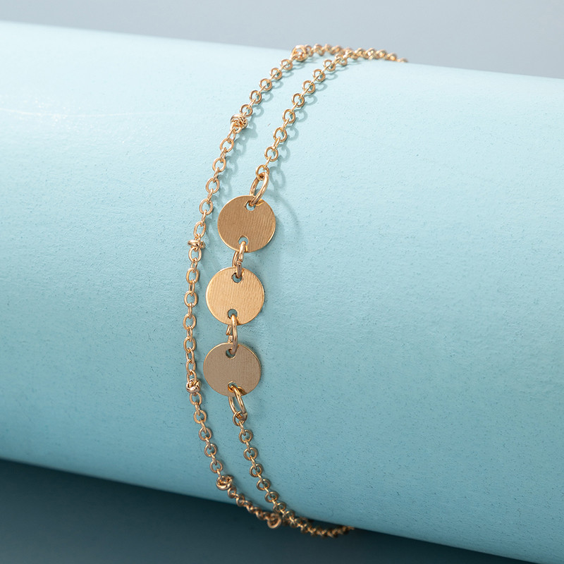 Tocona Bohemian Gold Color Wafer Anklets for Women Charms Sandale desculțe Lanț reglabil pentru picioare Bijuterii de vară Comert cu ridicata 17035