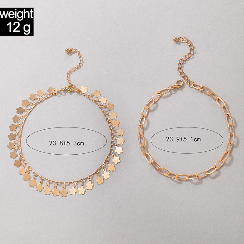 Tocona Bohemian Gold Color Wafer Anklets for Women Charms Sandale desculțe Lanț reglabil pentru picioare Bijuterii de vară Comert cu ridicata 17035