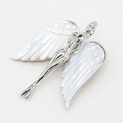 1 buc. Broșe de design cu aripi de înger la modă pentru femei pandantiv vintage din coajă de sidef naturală pentru bijuterii cu dublă utilizare Ace cadou