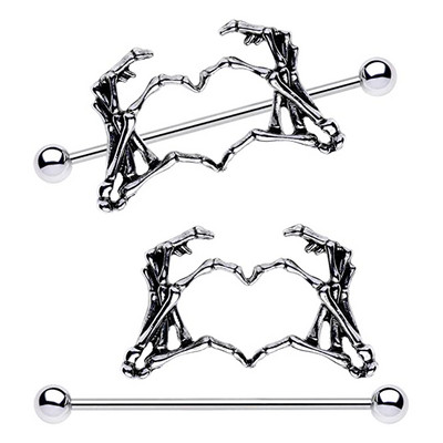 WKOUD 2 DB Body Candy mellbimbók Piercing női 14G 1 1/2" rozsdamentes acél csontváz szív 2 db lelógó mellbimbó gyűrű szett 38mm