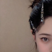 2 buc/lot Agrafe de păr simple, simple, din metal, agrafă de guler simplă, agrafă pentru picior de rață, breton minimalist, argintiu, clemă laterală, accesorii de păr