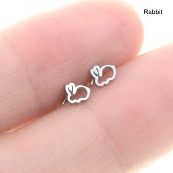 Νέα 2 τμχ 16G Bar Hollow Rabbit Earrings Heart Nose Stud Ear Piercing Helix Tragus Cartilage Conch Labret Lip Ring серьги Κοσμήματα