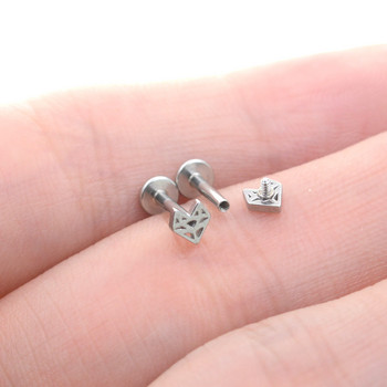 Νέα 2 τμχ 16G Bar Hollow Rabbit Earrings Heart Nose Stud Ear Piercing Helix Tragus Cartilage Conch Labret Lip Ring серьги Κοσμήματα