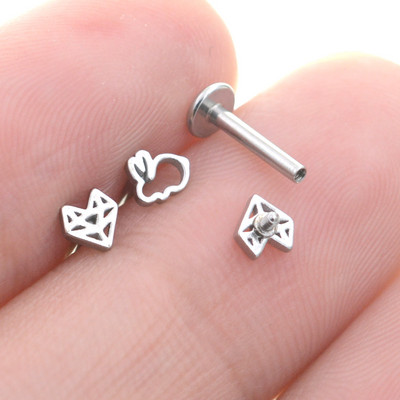 Noi 2 buc. 16G Bar Hollow Iepure Cercei Inimă Nas Stud Piercing Ureche Helix Tragus Cartilaj Conch Labret Lip Ring серьги Bijuterii