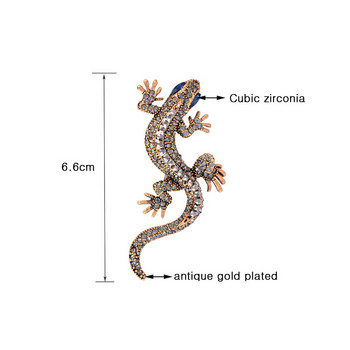 LEEKER Блестяща брошка с гущер със стрази за жени Винтидж брошка игла Модни бижута бижута за жени ZD1 LK4