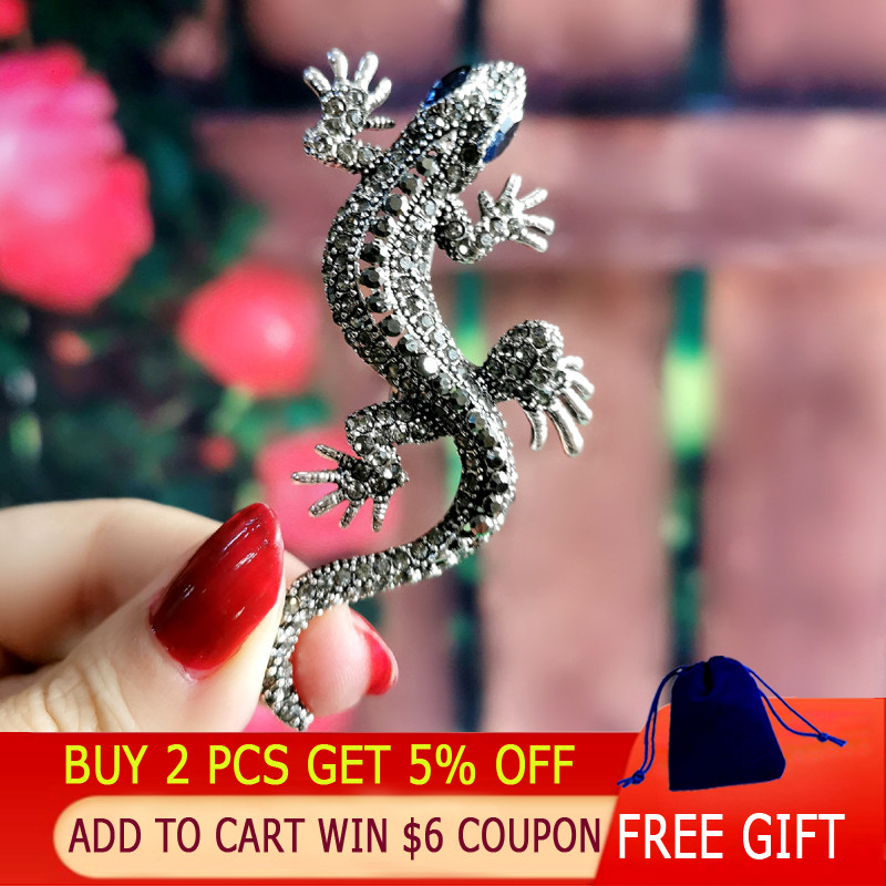 LEEKER Broșă șopârlă cu stras strălucitor pentru femei Broșă vintage Pin Bijuterii de modă bijuterii pentru femei ZD1 LK4