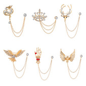 Broșe cu lanț de bricolaj pentru femei bărbați Coroană de cristal Cap de cerb Aripi de craniu Broșe Ace Charm Bijuterii de Crăciun Cadouri Dropshipping