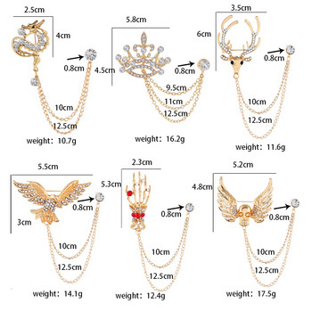Направи си сам брошки с вериги за жени, мъже, кристална корона, глава на елен, череп, крила, брошки, игли, чар, коледни бижута, подаръци, дропшиппинг