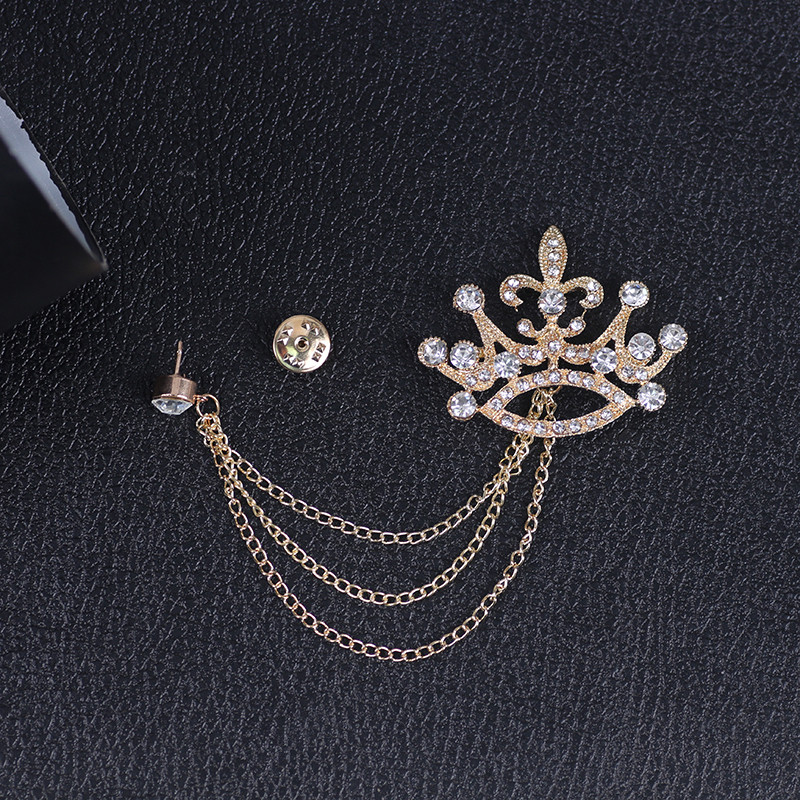 Broșe cu lanț de bricolaj pentru femei bărbați Coroană de cristal Cap de cerb Aripi de craniu Broșe Ace Charm Bijuterii de Crăciun Cadouri Dropshipping