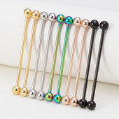 10db rozsdamentes acél ipari súlyzó porcos fülbevaló hosszú fülbevaló Helix Tragus piercing rögzítő testékszer 14G 38mm
