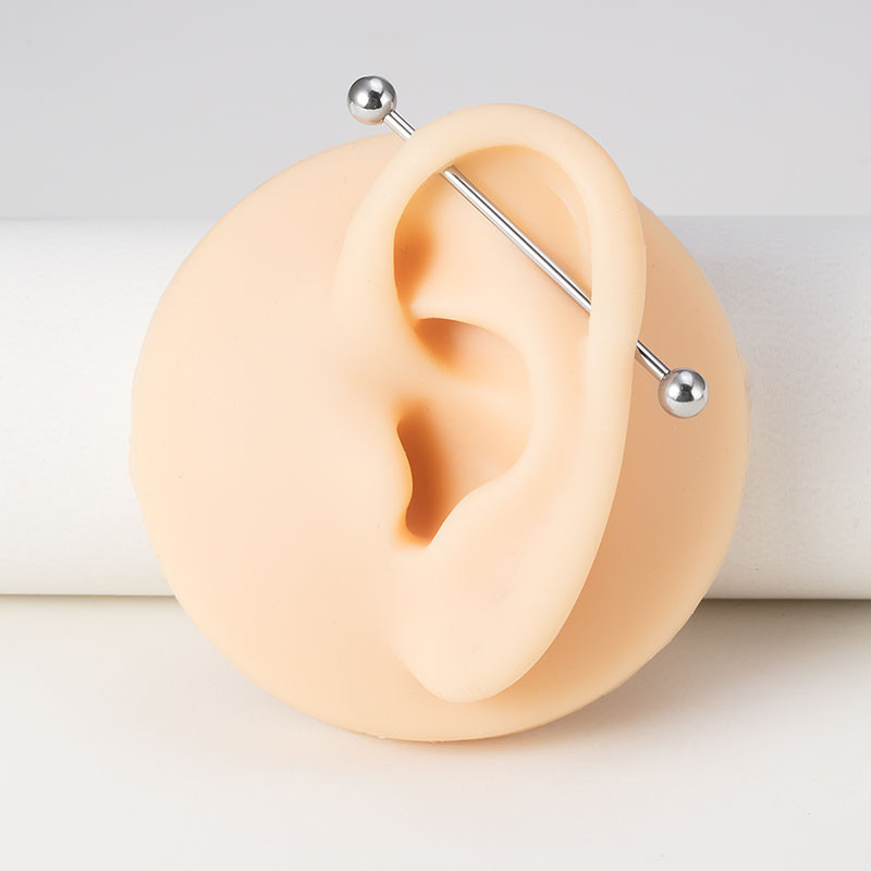 10db rozsdamentes acél ipari súlyzó porcos fülbevaló hosszú fülbevaló Helix Tragus piercing rögzítő testékszer 14G 38mm
