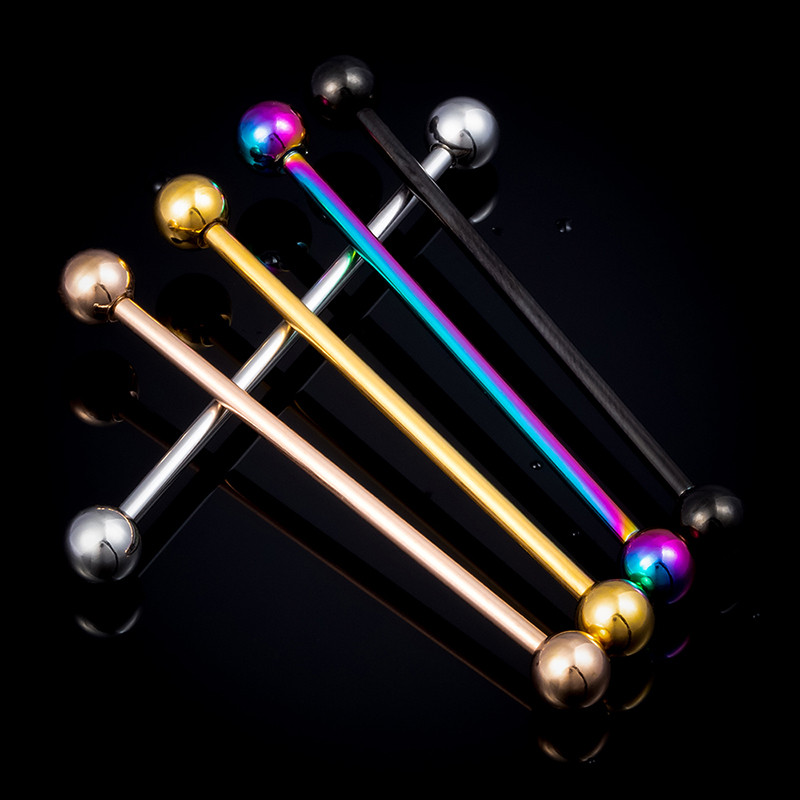 10db rozsdamentes acél ipari súlyzó porcos fülbevaló hosszú fülbevaló Helix Tragus piercing rögzítő testékszer 14G 38mm