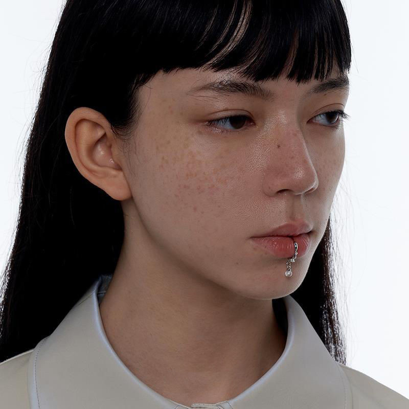 Șurub de buze punk din metal, fără piercing, imitație de perlă, cu strasuri colorate, clemă pentru buze, pentru femei, bărbați, bijuterii gotice de petrecere 2022