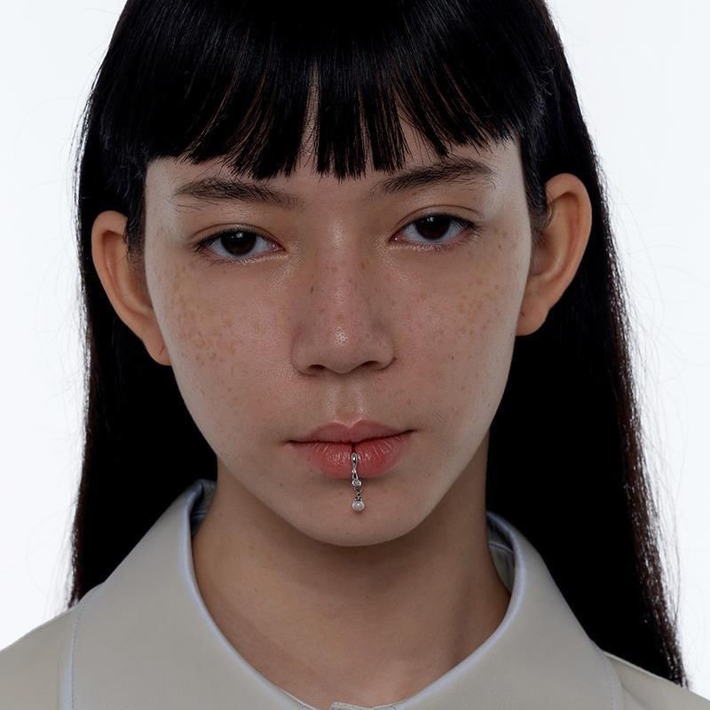 Șurub de buze punk din metal, fără piercing, imitație de perlă, cu strasuri colorate, clemă pentru buze, pentru femei, bărbați, bijuterii gotice de petrecere 2022