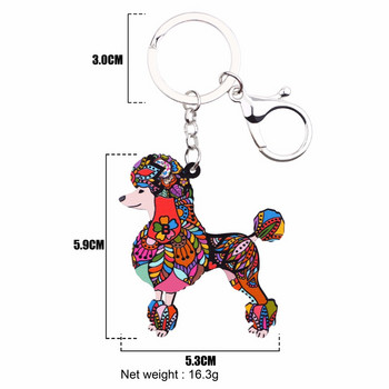 Bonsny Ακρυλικό μοτίβο Poodles Dog Key Chain μπρελόκ Γυναικεία τσάντα για κορίτσια γούρι 2017 New Fashion Dog κοσμήματα Αξεσουάρ κλειδιών αυτοκινήτου