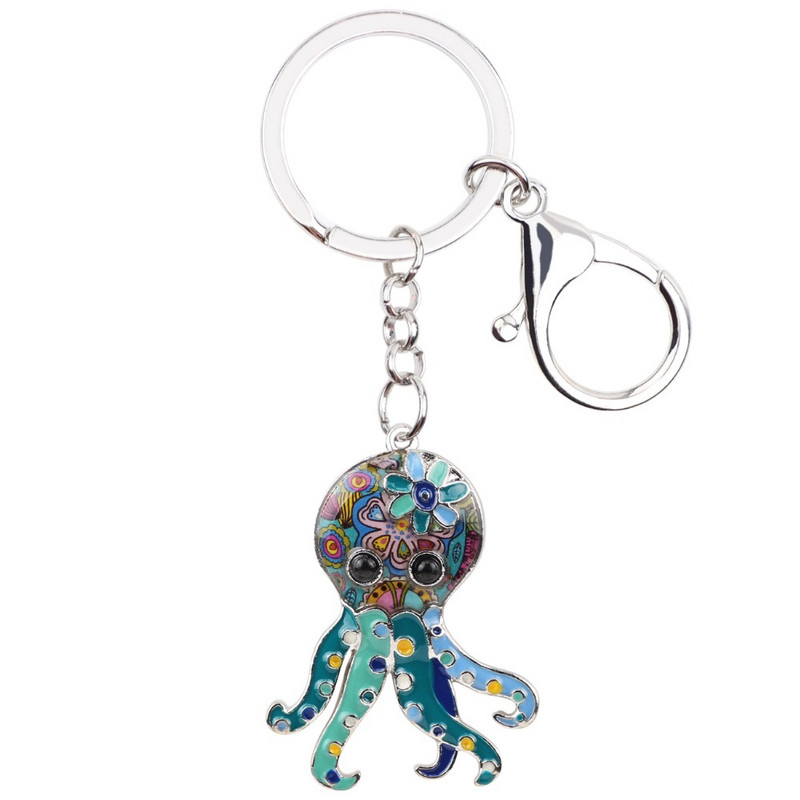 Μπρελόκ με μπρελόκ από σμάλτο Bonsny Τσάντα τσάντα γούρι μεταλλικό μπρελόκ Νέα αξεσουάρ μόδας Ocean Animal Jewelry for Women