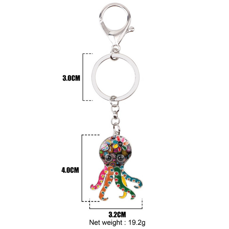 Μπρελόκ με μπρελόκ από σμάλτο Bonsny Τσάντα τσάντα γούρι μεταλλικό μπρελόκ Νέα αξεσουάρ μόδας Ocean Animal Jewelry for Women