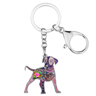 Bonsny din aliaj emailat cu strasuri, mini doberman, lanțuri de chei cu animale în picioare, bijuterii de modă pentru femei, fete, decorare