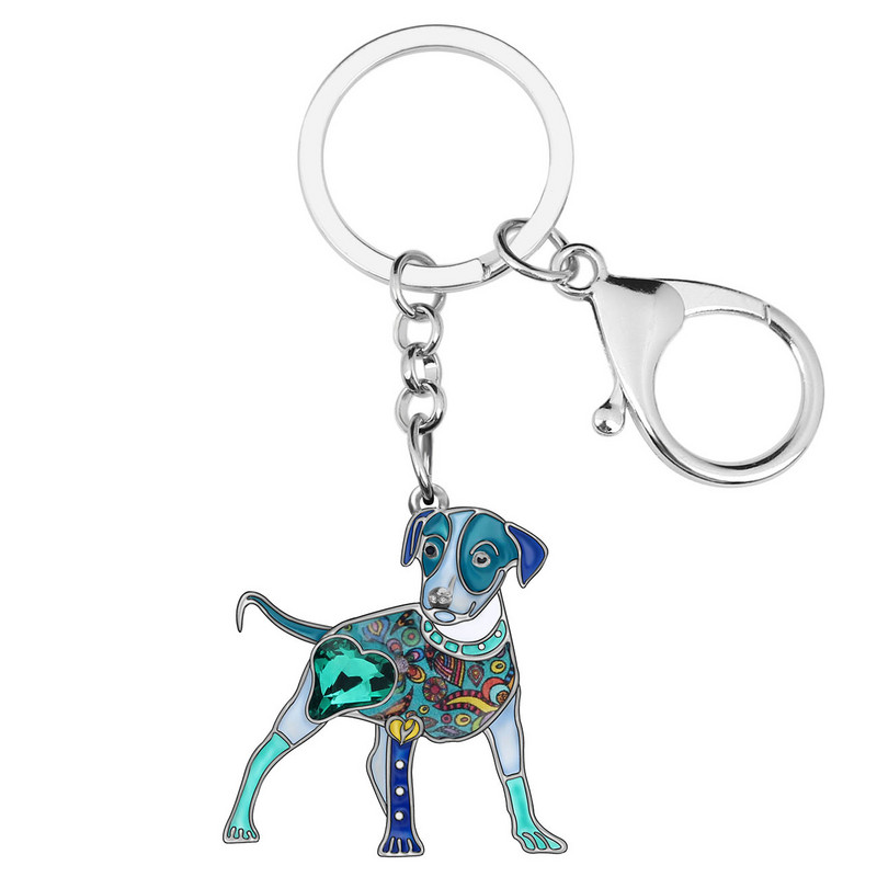 Bonsny din aliaj emailat cu strasuri, mini doberman, lanțuri de chei cu animale în picioare, bijuterii de modă pentru femei, fete, decorare