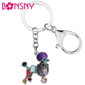 BONSNY din aliaj smalț Floral, dulce, păros, câine, brelocuri pentru animale de companie la modă, breloc inel, bijuterii pentru femei, adolescenți, fete, farmec cadou