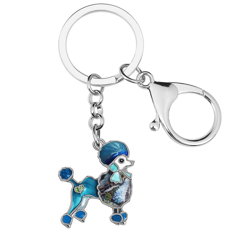 BONSNY din aliaj smalț Floral, dulce, păros, câine, brelocuri pentru animale de companie la modă, breloc inel, bijuterii pentru femei, adolescenți, fete, farmec cadou