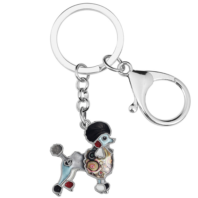 BONSNY din aliaj smalț Floral, dulce, păros, câine, brelocuri pentru animale de companie la modă, breloc inel, bijuterii pentru femei, adolescenți, fete, farmec cadou