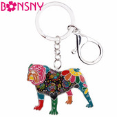 Bonsny Email Bulldog Englez British Bull Terrier Câine Breloc Breloc Nouă Bijuterii Moda Pentru Femei Accesorii pentru geanta Charm