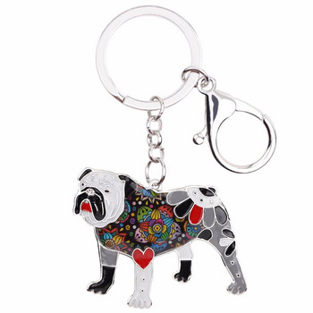 Μπρελόκ με σμάλτο Bonsny English British Bulldog Bull Terrier Dog Μπρελόκ Νέα μόδα κοσμήματα για γυναικείες τσάντες γοητείας