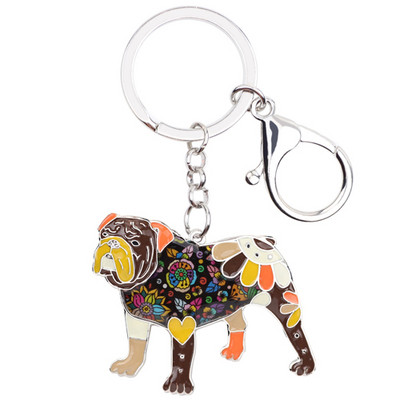 Bonsny Email Bulldog Englez British Bull Terrier Câine Breloc Breloc Nouă Bijuterii Moda Pentru Femei Accesorii pentru geanta Charm
