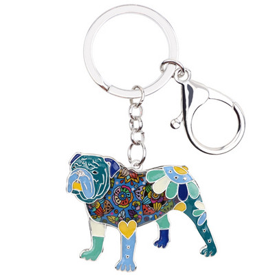 Bonsny Email Bulldog Englez British Bull Terrier Câine Breloc Breloc Nouă Bijuterii Moda Pentru Femei Accesorii pentru geanta Charm
