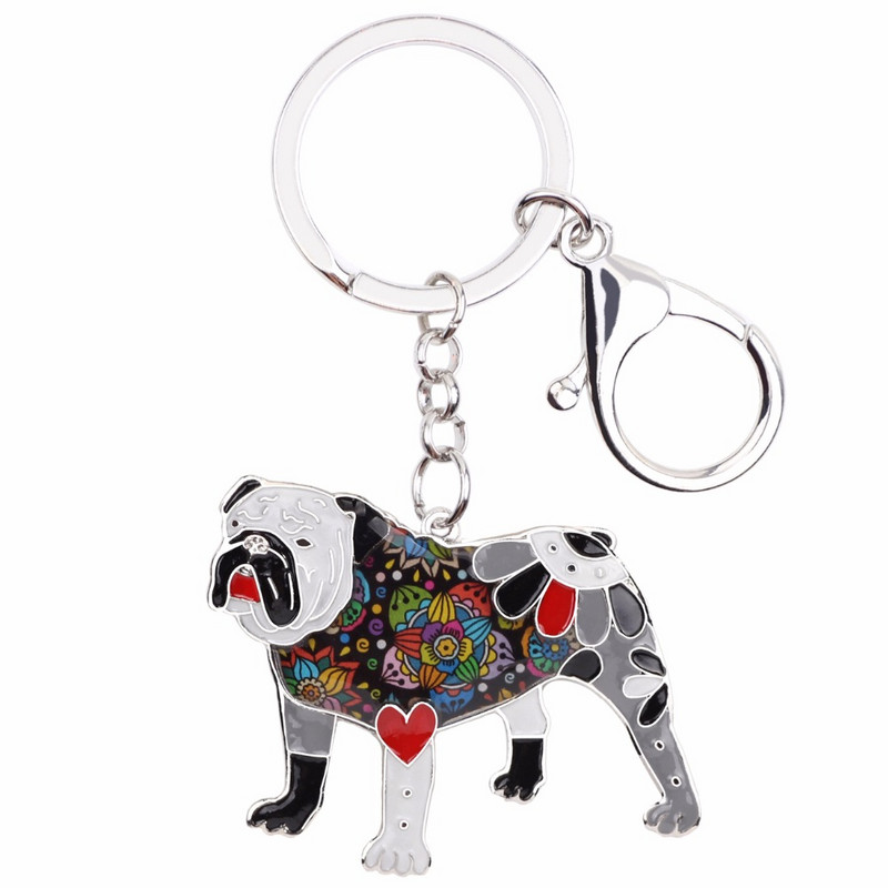 Bonsny Email Bulldog Englez British Bull Terrier Câine Breloc Breloc Nouă Bijuterii Moda Pentru Femei Accesorii pentru geanta Charm