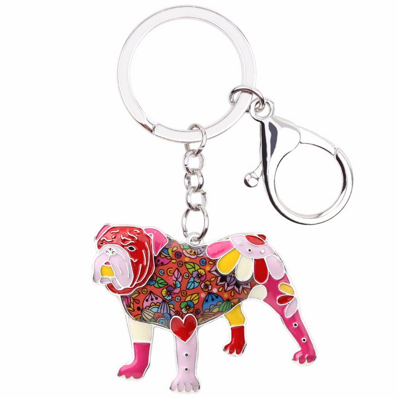 Bonsny Email Bulldog Englez British Bull Terrier Câine Breloc Breloc Nouă Bijuterii Moda Pentru Femei Accesorii pentru geanta Charm
