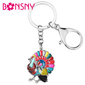 BONSNY din aliaj emailat de Ziua Recunostintei drăguț curcan pui brelocuri la modă geantă breloc inel bijuterii pentru femei bărbați adolescent farmec cadouri