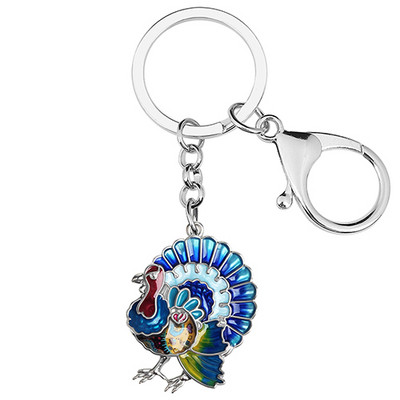 BONSNY din aliaj emailat de Ziua Recunostintei drăguț curcan pui brelocuri la modă geantă breloc inel bijuterii pentru femei bărbați adolescent farmec cadouri