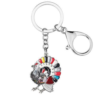 BONSNY din aliaj emailat de Ziua Recunostintei drăguț curcan pui brelocuri la modă geantă breloc inel bijuterii pentru femei bărbați adolescent farmec cadouri