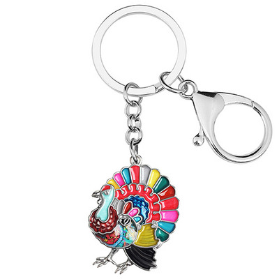 BONSNY din aliaj emailat de Ziua Recunostintei drăguț curcan pui brelocuri la modă geantă breloc inel bijuterii pentru femei bărbați adolescent farmec cadouri