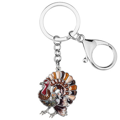 BONSNY din aliaj emailat de Ziua Recunostintei drăguț curcan pui brelocuri la modă geantă breloc inel bijuterii pentru femei bărbați adolescent farmec cadouri