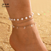 Tocona 3 buc/seturi gleznele de lux din piatra de perla pentru femei Brelocuri din piatra de cristal transparenta picioare reglabile lant Accesorii bijuterii 13477