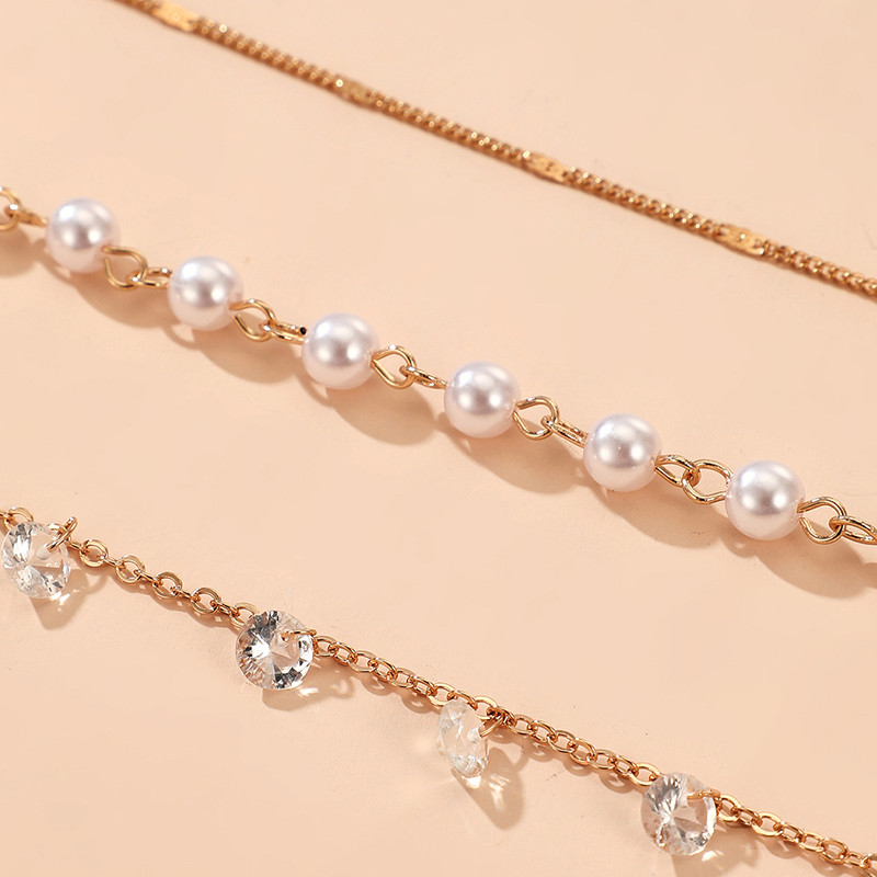 Tocona 3 buc/seturi gleznele de lux din piatra de perla pentru femei Brelocuri din piatra de cristal transparenta picioare reglabile lant Accesorii bijuterii 13477