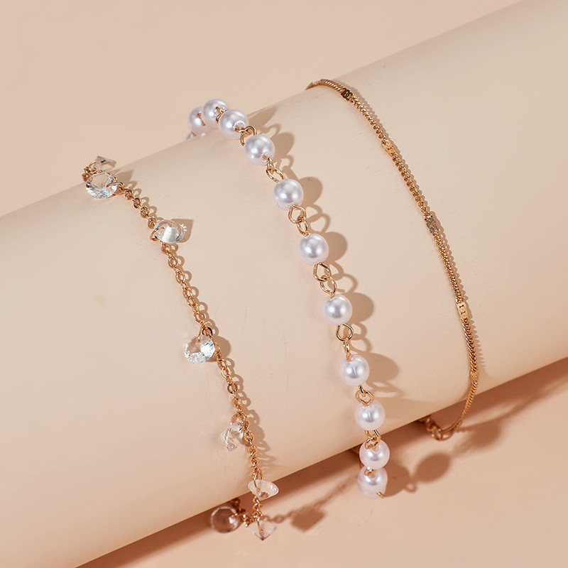 Tocona 3 buc/seturi gleznele de lux din piatra de perla pentru femei Brelocuri din piatra de cristal transparenta picioare reglabile lant Accesorii bijuterii 13477