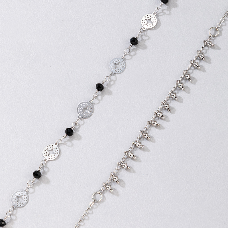 Tocona Boemia argintie 2 buc/set glezna pentru femei elegant negru cristal geometrie gol din aliaj bijuterii lant accesorii