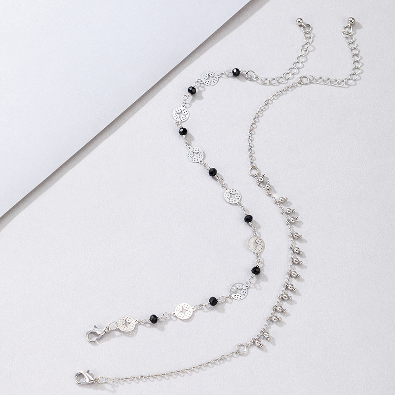 Tocona Boemia argintie 2 buc/set glezna pentru femei elegant negru cristal geometrie gol din aliaj bijuterii lant accesorii