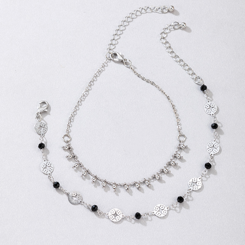 Tocona Boemia argintie 2 buc/set glezna pentru femei elegant negru cristal geometrie gol din aliaj bijuterii lant accesorii