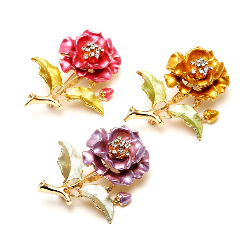 Design de marcă Animale drăguțe Plante Broșă din ceramică emailată Femei Broșe de lux Cristal cu strass Pin Bijuterii Cadouri pentru fete