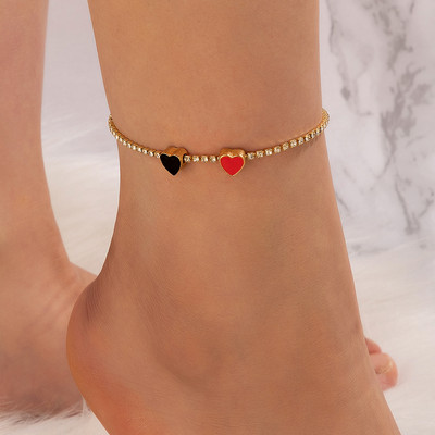 Tocona Bohemian Pilns Rhinestone Krāsains Dirpping Oil Sirds Anklet Sievietēm 1gab/komplekts Kāju ķēde Vasaras rotaslietas Aksesuāri