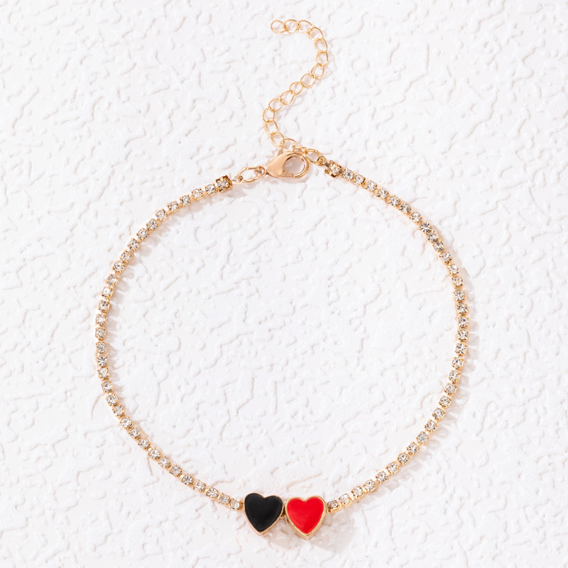 Tocona Boemia plină cu strasuri colorate cu ulei de inimă gleznă pentru femei 1 buc/set Lant pentru picioare Accesorii de bijuterii de vară