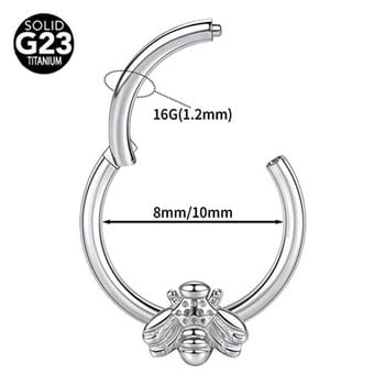 ASTM F136 Titanium Bee Nose Ring Piercing Body Jewelry for Women 16G Septum Clicker Helix Ear Cartilage Daith Hoop