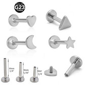 1 buc 16G 6/8/10mm G23 titan filet intern Helix limba piercing buza stea lunii inimă Labret ureche Stud bijuterii pentru corp ASTM F136