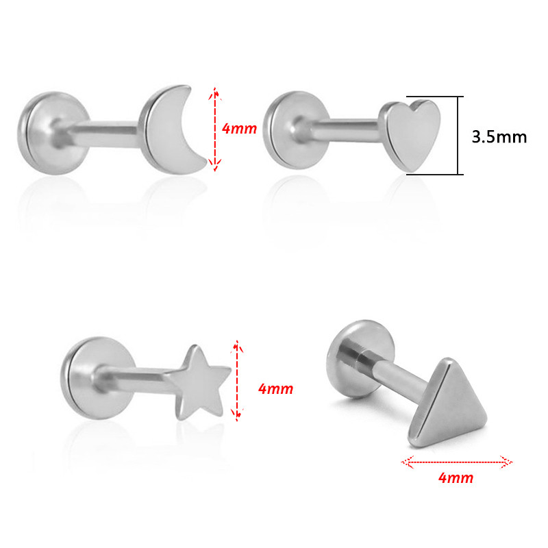 1 buc 16G 6/8/10mm G23 titan filet intern Helix limba piercing buza stea lunii inimă Labret ureche Stud bijuterii pentru corp ASTM F136