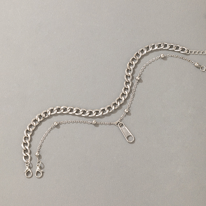 Tocona 2 buc/seturi Nou Trendy Fermoar Picioare Lant pentru femei Punk Gros Lant Argintiu Aliaj Metal Bijuterii reglabile 19795